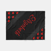 Persoonlijke naam Womens Beauful Red Black Heart Fleece Deken (Voorkant (Horizontaal))