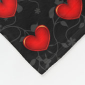 Persoonlijke naam Womens Beauful Red Black Heart Fleece Deken (Hoek)
