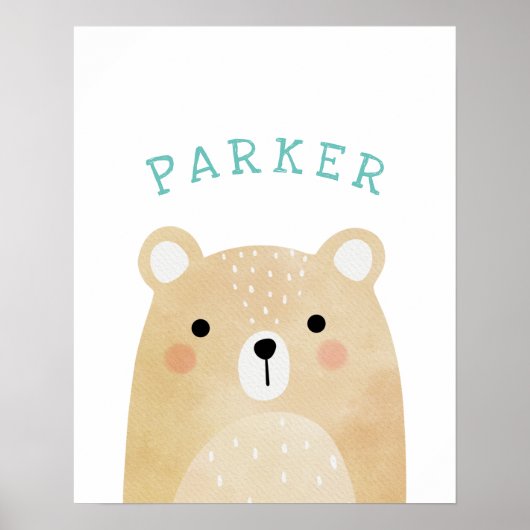 Persoonlijke naam Woodland Art Print | Nursery Art (Voorkant)