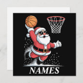 Persoonlijke naam Xmas Kerstman Dunking Basketbal Feestdagenkaart (Voorkant / Achterkant)