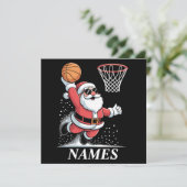 Persoonlijke naam Xmas Kerstman Dunking Basketbal Feestdagenkaart (Staand voorkant)