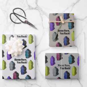Persoonlijke naam "You Rock!" Kleurrijke edelstene Inpakpapier Vel