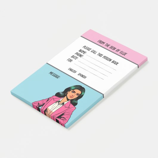 Persoonlijke naam zakelijke telefoonbericht kantoo post-it® notes (Schuin)