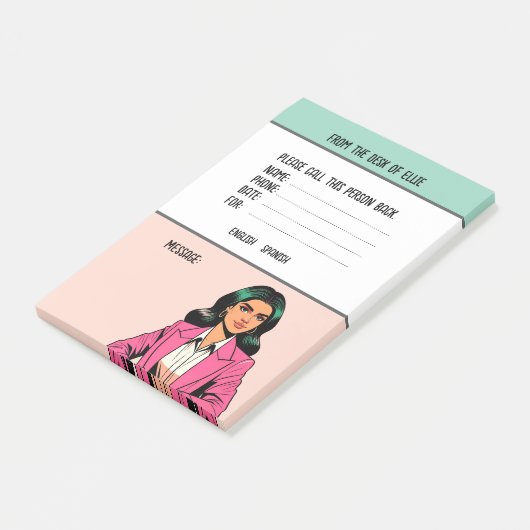 Persoonlijke naam zakelijke telefoonbericht kantoo post-it® notes (Schuin)