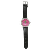 Persoonlijke naam zee schildpad roze glitter horloge (Vlak)