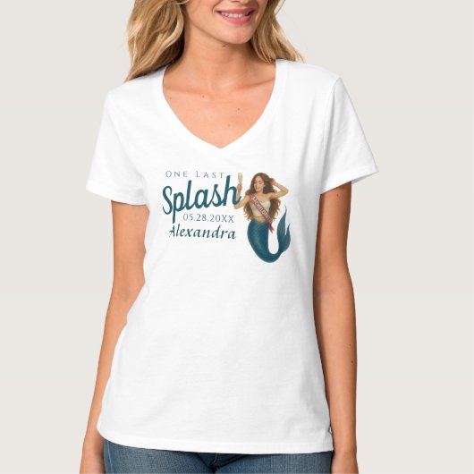 Persoonlijke Naam Zeemeermin Bachelorette T-shirt (Voorkant)
