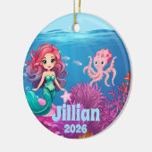 Persoonlijke naam zeemeermin kind ornament (Links)