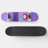 Persoonlijke naam zeemeermin paarse glitter skateboard (Horizontaal)