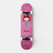 Persoonlijke naam zeemeermin roze glitter persoonlijk skateboard (Voorkant)
