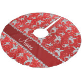 Persoonlijke naam zilverdraken neon rode glitter kerstboom rok (Gekanteld)