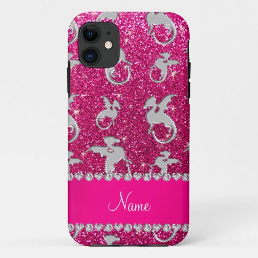 Persoonlijke naam zilverdraken roze glitter Case-Mate iPhone case (Achterkant)