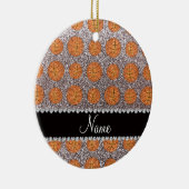 Persoonlijke naam zilveren glitterbasketballen keramisch ornament (Rechts)