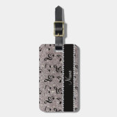Persoonlijke naam zilverglitter-muzieknoten bagagelabel (Voorkant verticaal)