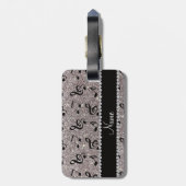 Persoonlijke naam zilverglitter-muzieknoten bagagelabel (Achterkant verticaal)