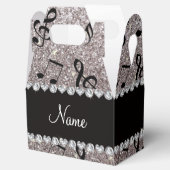 Persoonlijke naam zilverglitter-muzieknoten bedankdoosjes (Geopend)