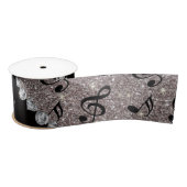 Persoonlijke naam zilverglitter-muzieknoten satijnen lint (Spoel)