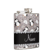 Persoonlijke naam zilverglitterpinguïns igloos heupfles (Rechts)