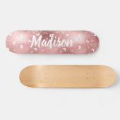 Persoonlijke naam Zuiver Roze Moon Roos Gold Chic Persoonlijk Skateboard (Horizontaal)