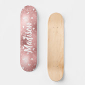 Persoonlijke naam Zuiver Roze Moon Roos Gold Chic Persoonlijk Skateboard (Voorkant)