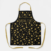 Persoonlijke naam zwart en Gold Star Baker Apron Schort (Voorkant)