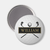 Persoonlijke naam zwart en goud golfbal magneet (Voorkant / Achterkant)