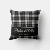 Persoonlijke naam zwart-wit buffel geruit kussen (Achterkant)