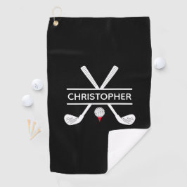 Persoonlijke naam zwart wit rood golfhanddoek
