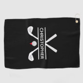 Persoonlijke naam zwart wit rood golfhanddoek (Horizontaal)