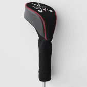 Persoonlijke naam zwart wit rood golfheadcover (Schuin)