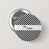 Persoonlijke naam Zwart-witcheckers Ronde Button 5,7 Cm (Voorkant /achterkant)