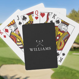Persoonlijke naam zwart-witte golfclubs pokerkaarten
