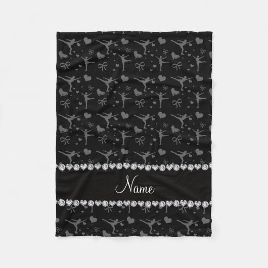 Persoonlijke naam zwarte afbeelding schaatsen fleece deken (Voorkant)