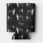 Persoonlijke naam zwarte boston doodsbang blikjeskoeler (Voorkant)