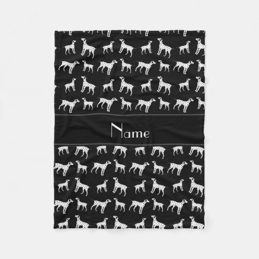 Persoonlijke naam zwarte dalmatische honden fleece deken (Voorkant)
