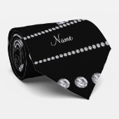 Persoonlijke naam zwarte diamantzirls stropdas (Opgerold)