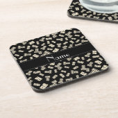 Persoonlijke naam zwarte dominos drankjes onderzetter (Linkerzijde)