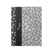 Persoonlijke naam zwarte dominos notitieblok (Linkerzijde)