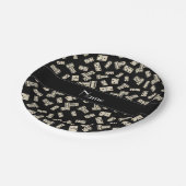 Persoonlijke naam zwarte dominos papieren bordje (Gekanteld)