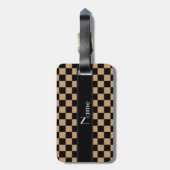 Persoonlijke naam zwarte en bruine controleurs bagagelabel (Achterkant verticaal)