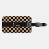 Persoonlijke naam zwarte en bruine controleurs bagagelabel (Achterkant horizontaal)