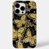 Persoonlijke naam zwarte en gouden vlinders Case-Mate iPhone case (Achterkant)