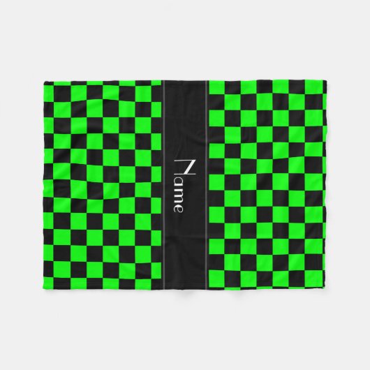 Persoonlijke naam zwarte en neongroene controleurs fleece deken (Voorkant (Horizontaal))