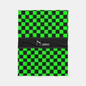 Persoonlijke naam zwarte en neongroene controleurs fleece deken (Voorkant)