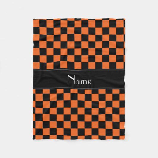 Persoonlijke naam zwarte en oranje controleurs fleece deken (Voorkant)