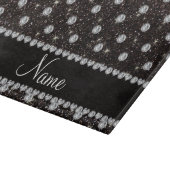 Persoonlijke naam zwarte glitterdiamanten snijplank (Hoek)
