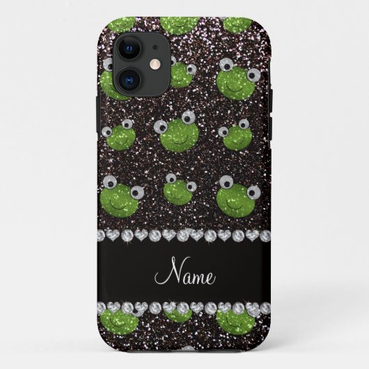 Persoonlijke naam zwarte glitterkikkers Case-Mate iPhone case (Achterkant)