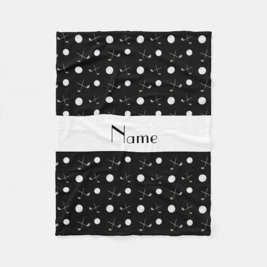 Persoonlijke naam zwarte golfballen fleece deken (Voorkant)