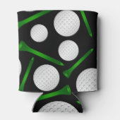 Persoonlijke naam zwarte golfballen t-shirt blikjeskoeler (Achterkant)