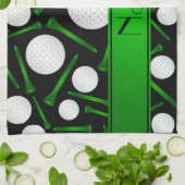 Persoonlijke naam zwarte golfballen t-shirt theedoek (Gevouwen)