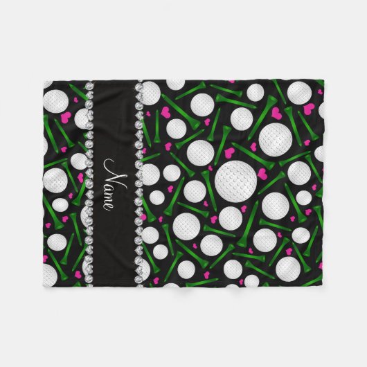 Persoonlijke naam zwarte golfballen t - shirts har fleece deken (Voorkant (Horizontaal))